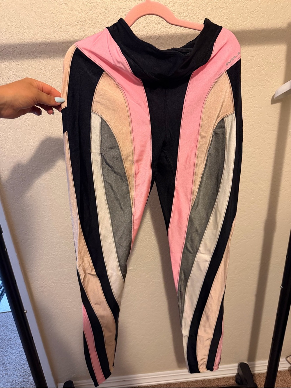 Mugler Pink, Black & Cream Colorblock Bodysuit